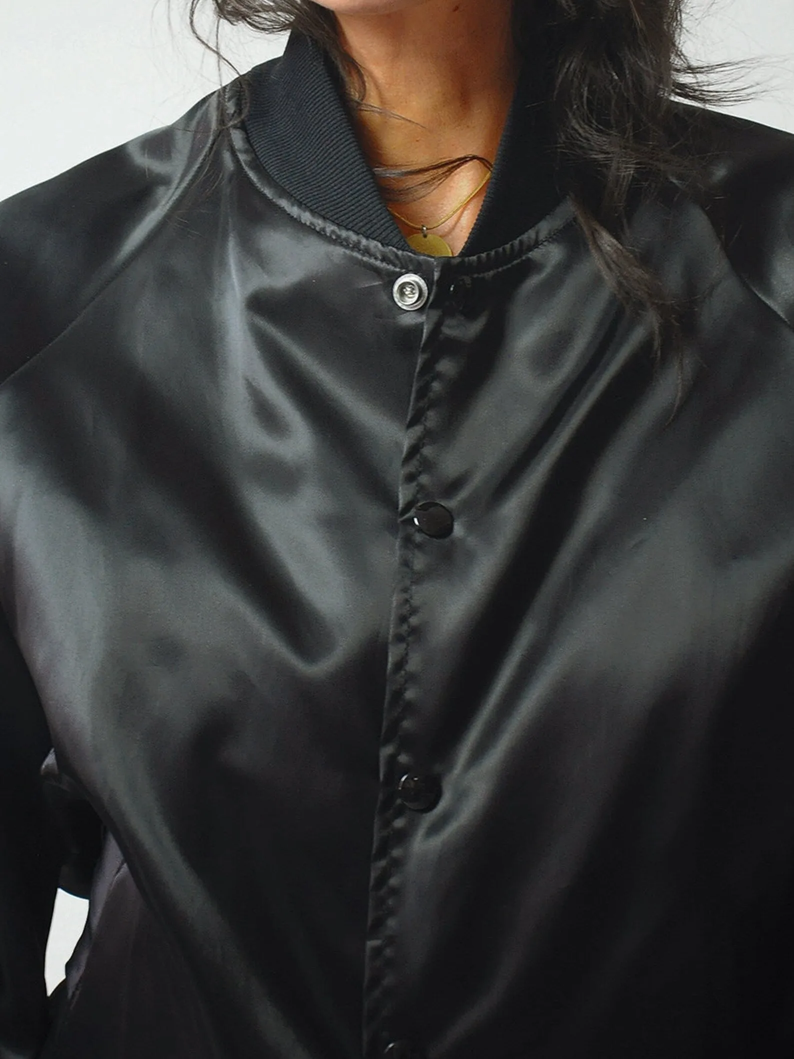 1980's Black Satin Bomber Jacket