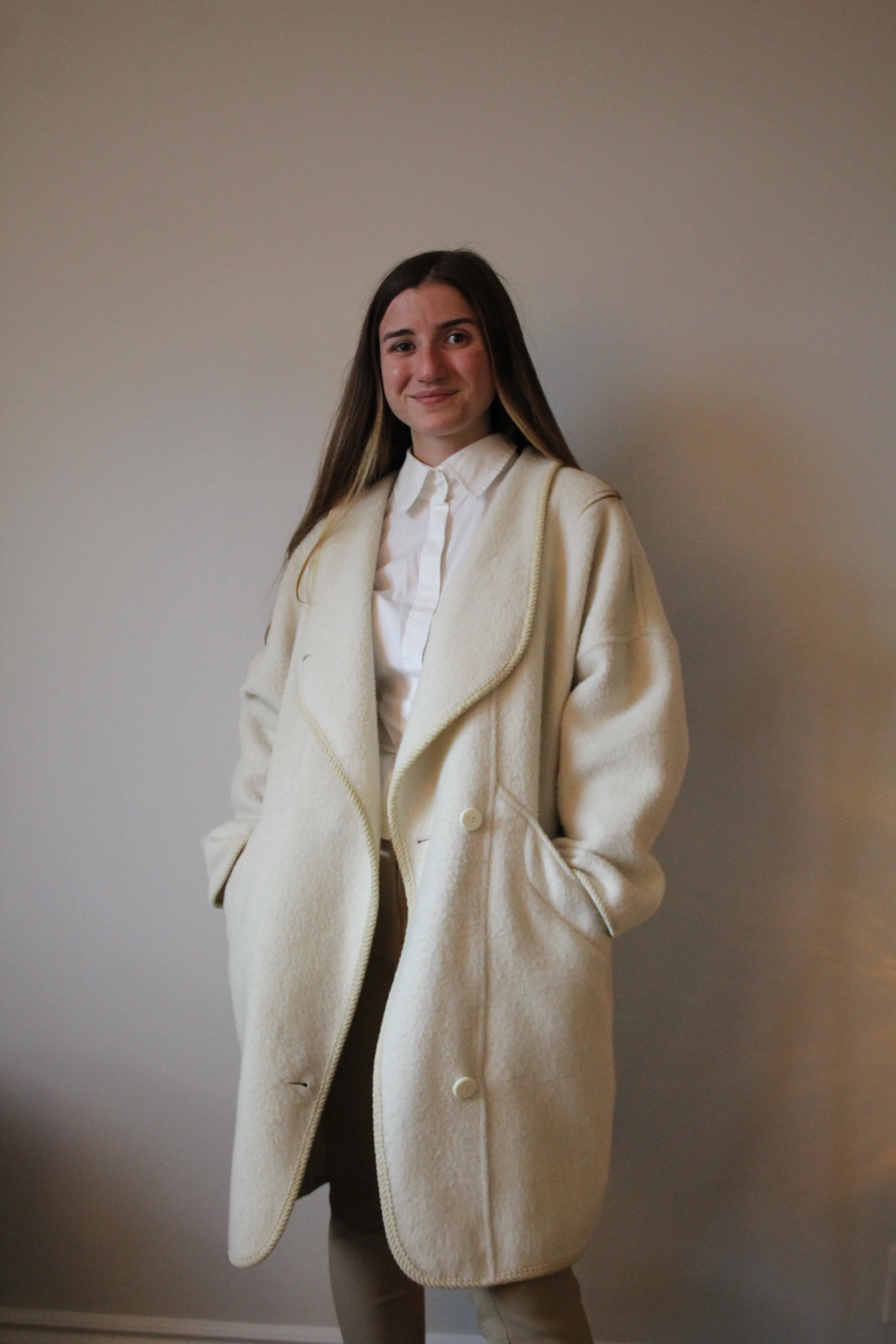 80s Cream Overcoat