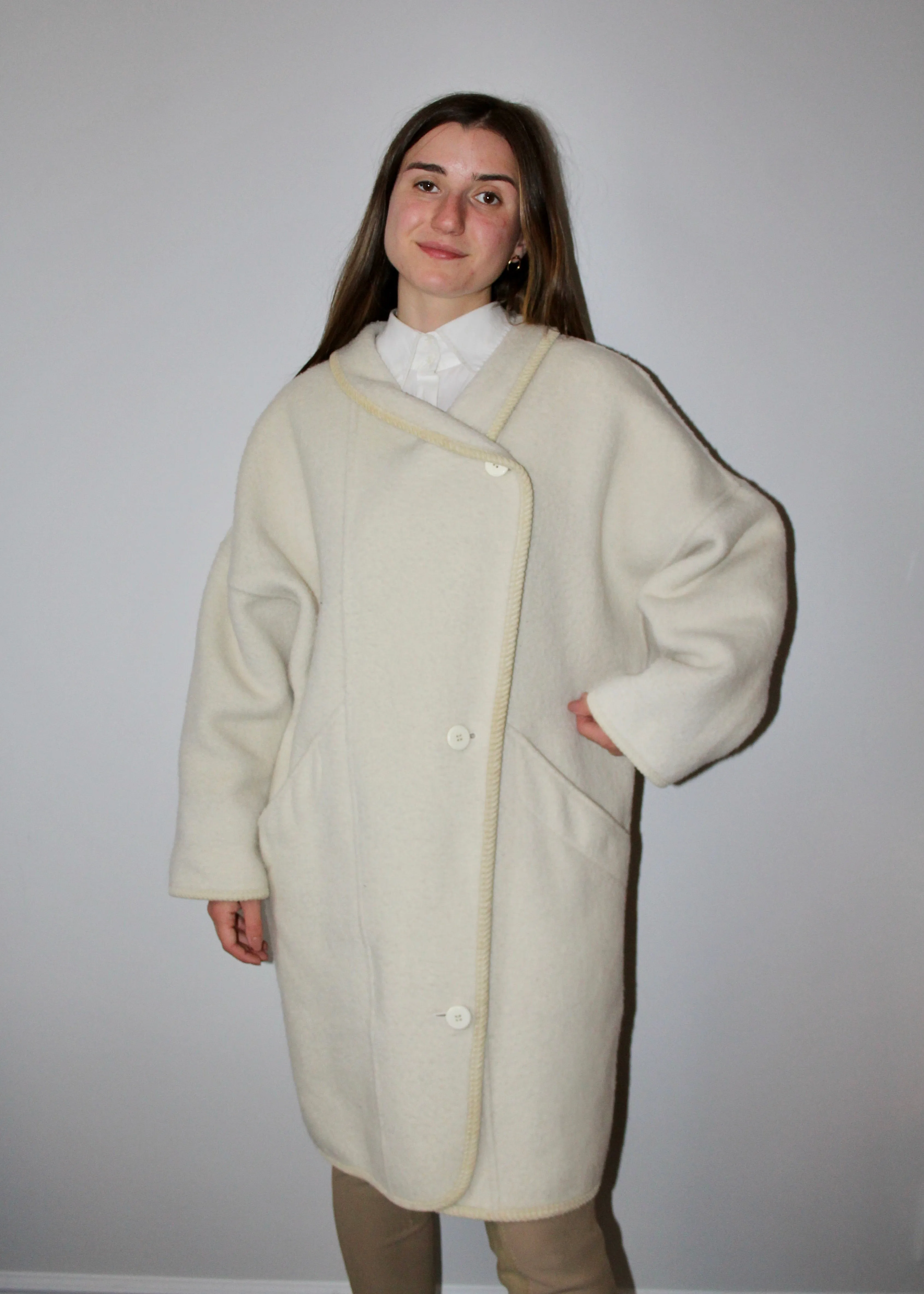 80s Cream Overcoat