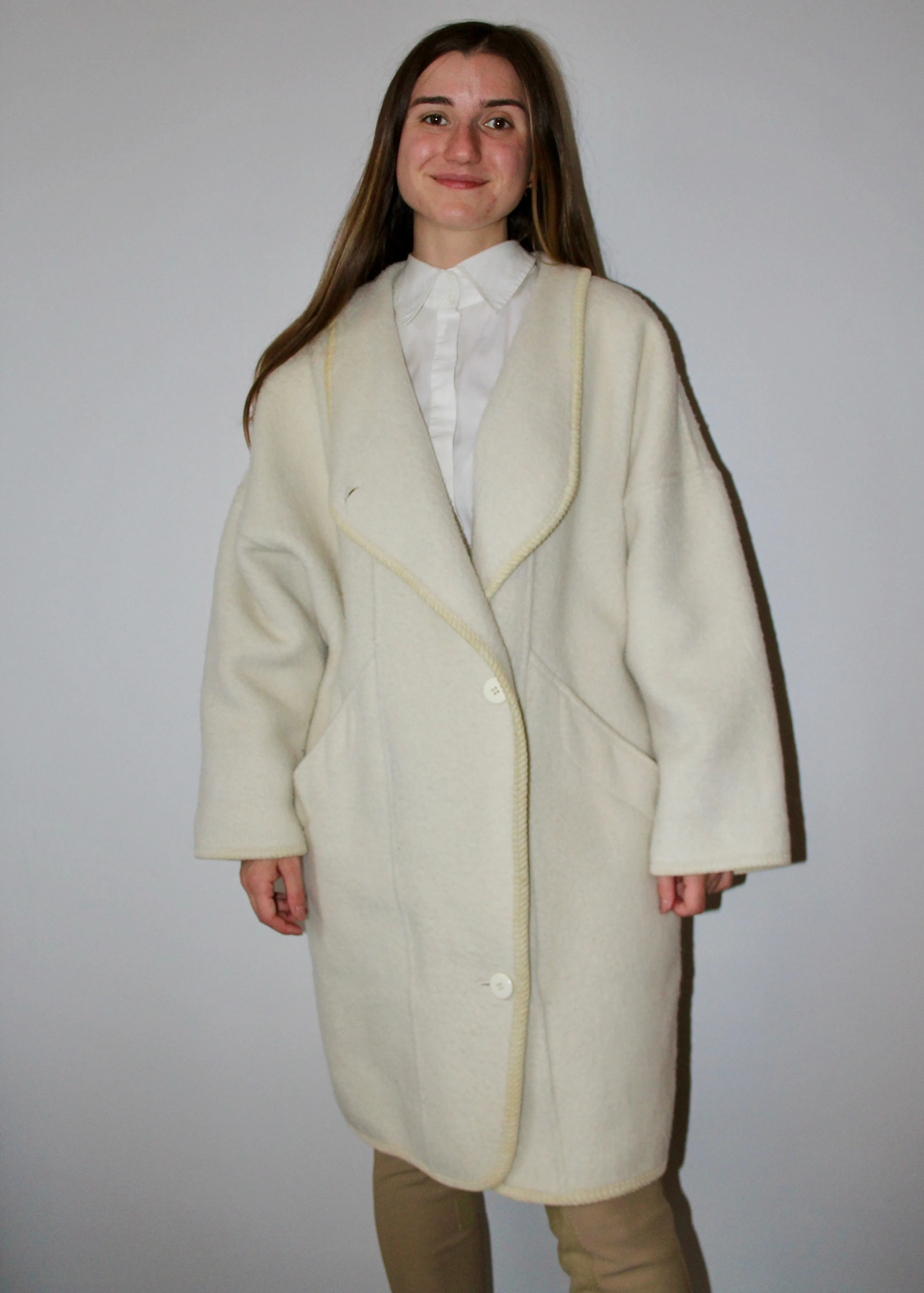 80s Cream Overcoat