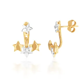 9ct Yellow And White Gold Two Tone Stars Earjacket Earrings