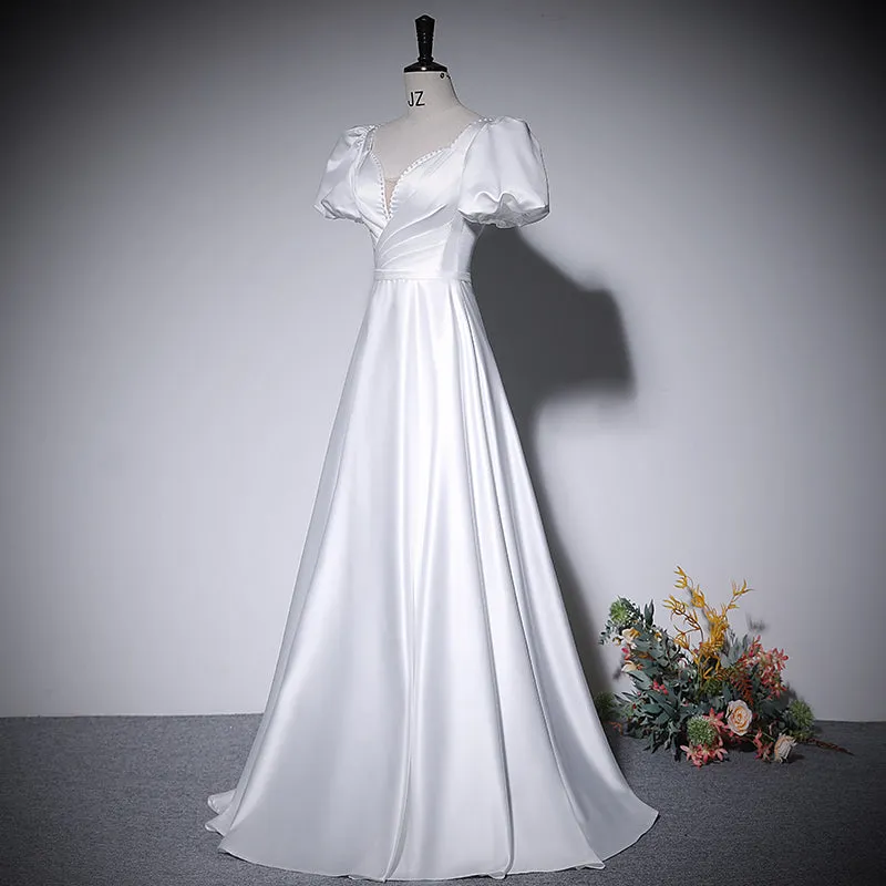 A line white evening dress new prom dress party gowns     fg216