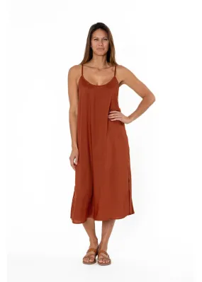 Amuse Painted Desert Woven Tank Dress Rust