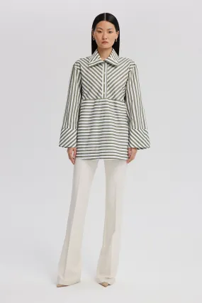 ASYMMETRIC STRIPED TUNIC WITH DETAIL