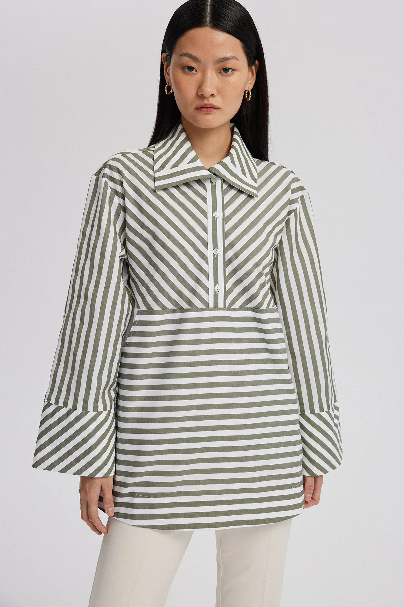 ASYMMETRIC STRIPED TUNIC WITH DETAIL