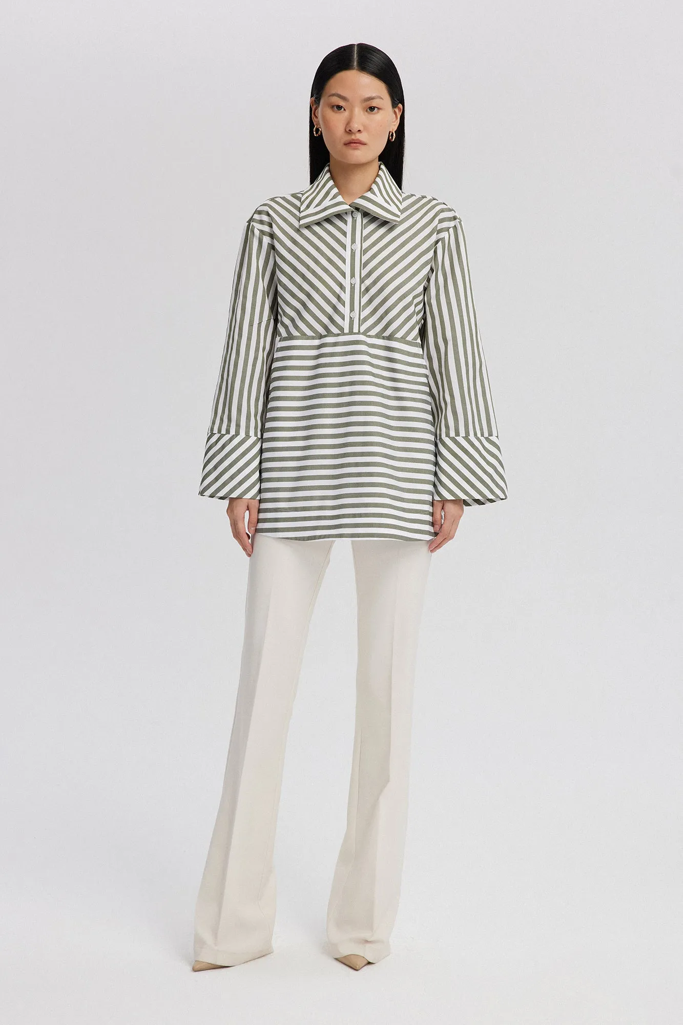 ASYMMETRIC STRIPED TUNIC WITH DETAIL