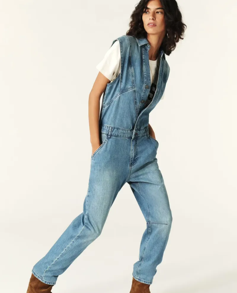 Ba&sh Figo Light Blue Denim Jumpsuit