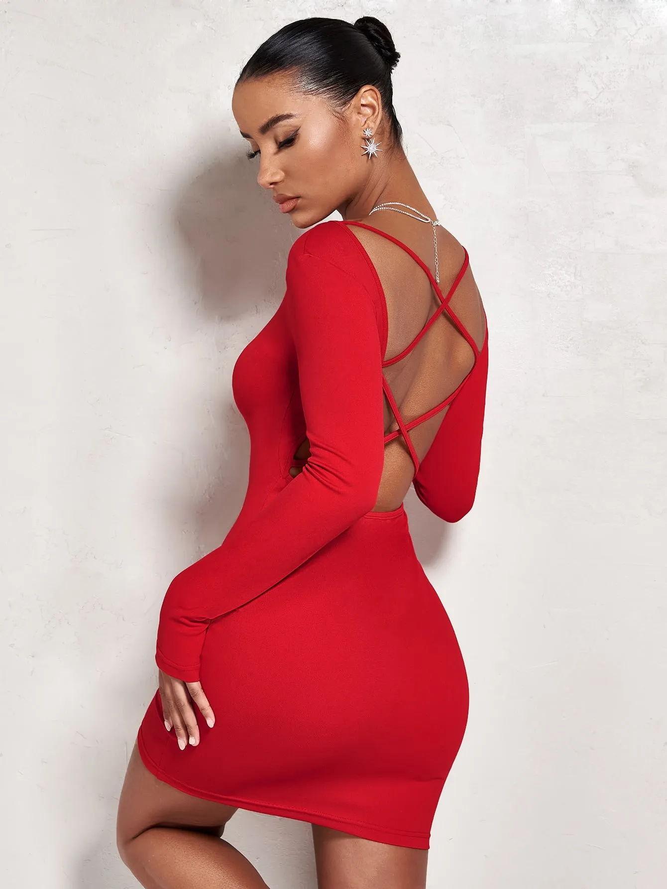 BAE Crisscross Backless Bodycon Dress