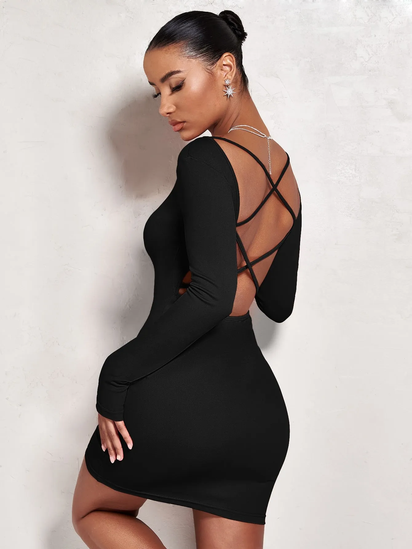 BAE Crisscross Backless Bodycon Dress