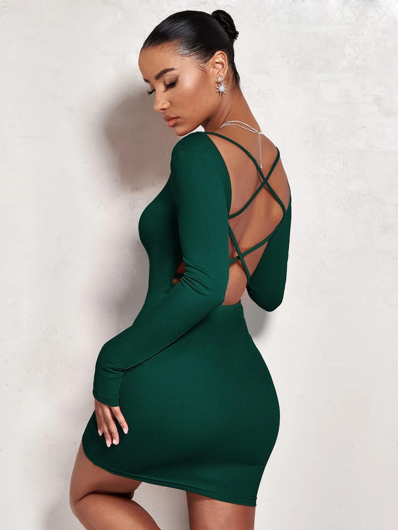 BAE Crisscross Backless Bodycon Dress