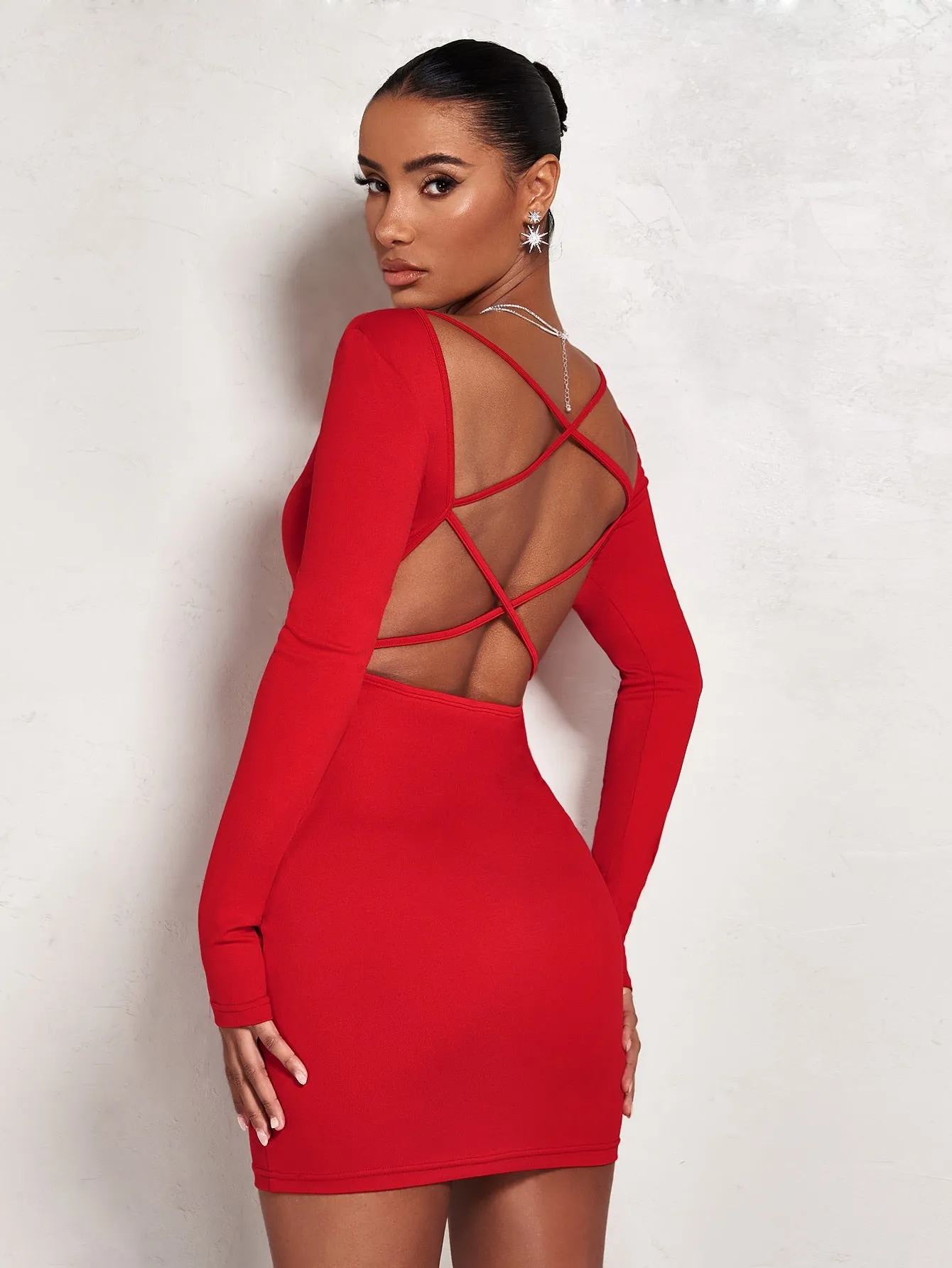 BAE Crisscross Backless Bodycon Dress