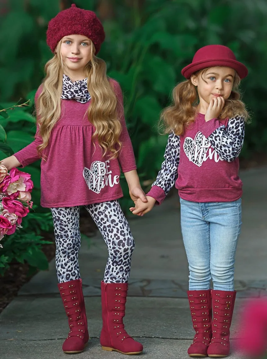 Be Mine Leopard Tunic, Scarf and Legging Set