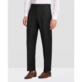 Bennett Double Pleated Super 120s Wool Serge Trouser in Black (Full Fit) by Zanella