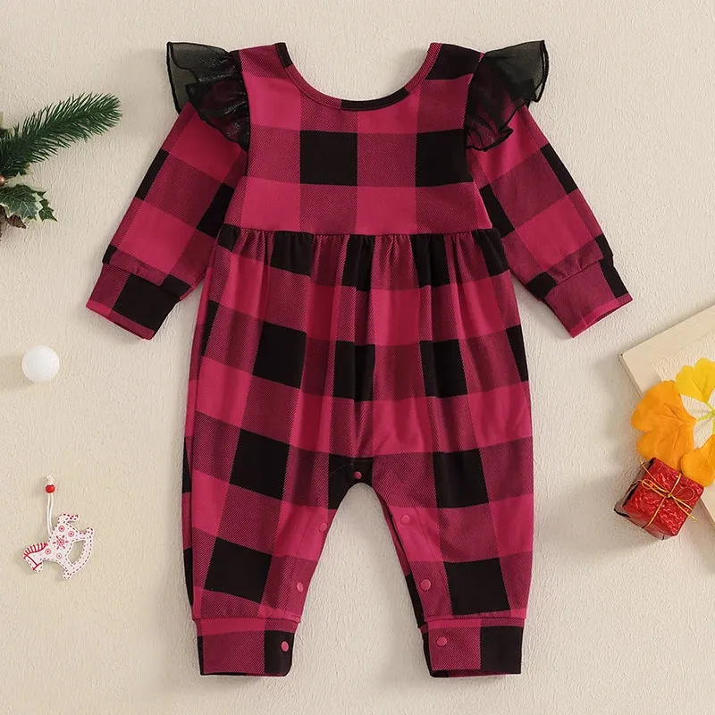 CAROLINE Plaid Ruffle Jumpsuit