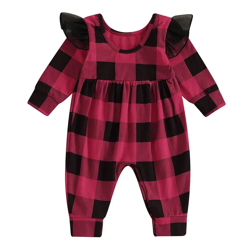 CAROLINE Plaid Ruffle Jumpsuit