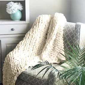 Chenille Chunky Knitted Blanket, Thick Cable Knit Throw for Couch Bed Sofa