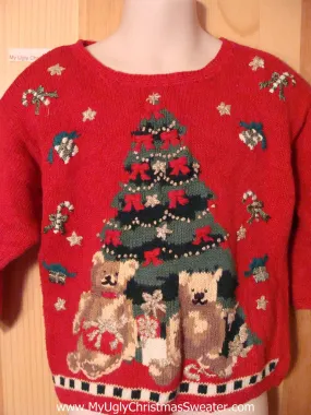 Child Size 3T Tacky Ugly Christmas Sweater with Giant Tree and Bears  (f355)