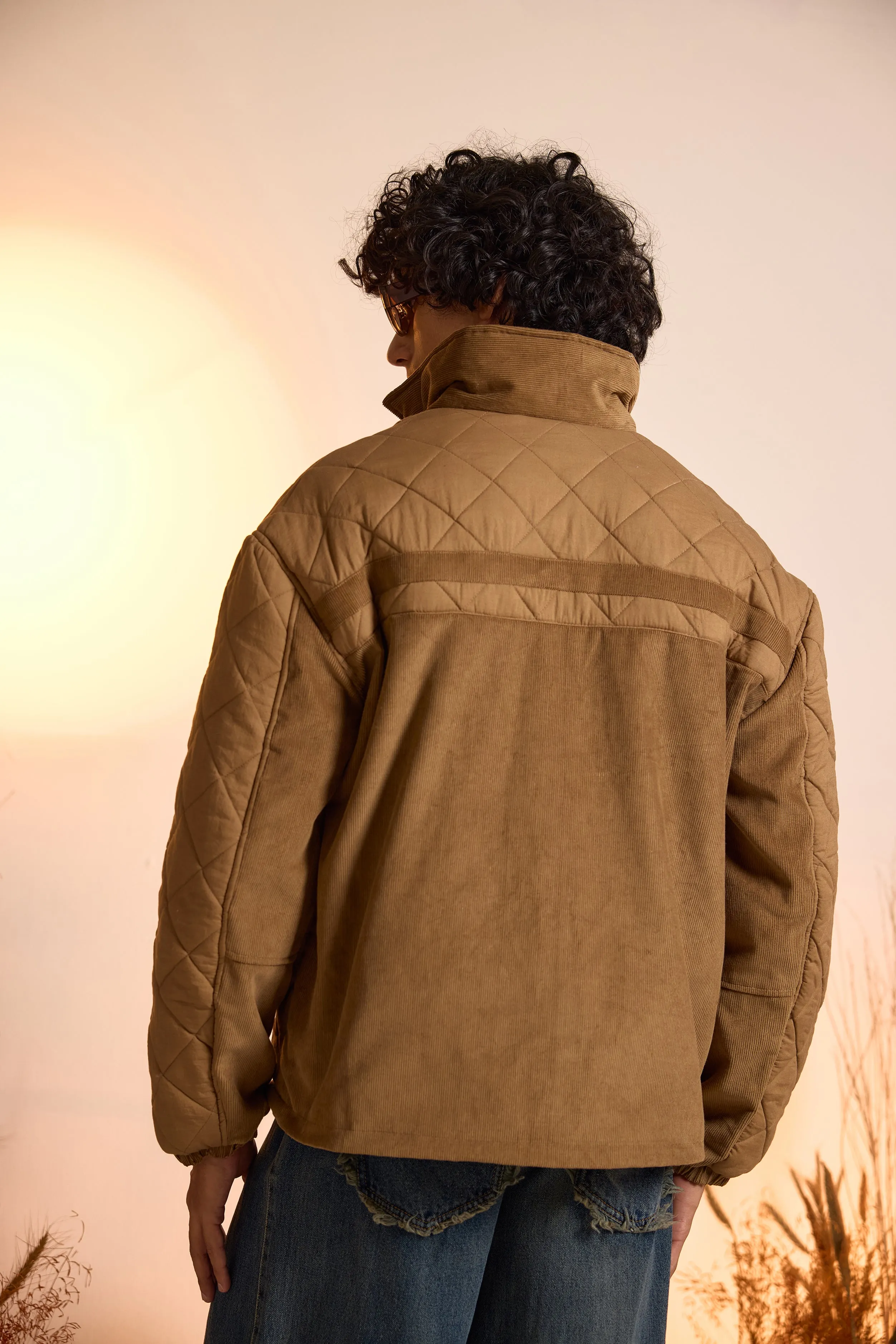 Corduroy Oversized Puffer Jacket-Men