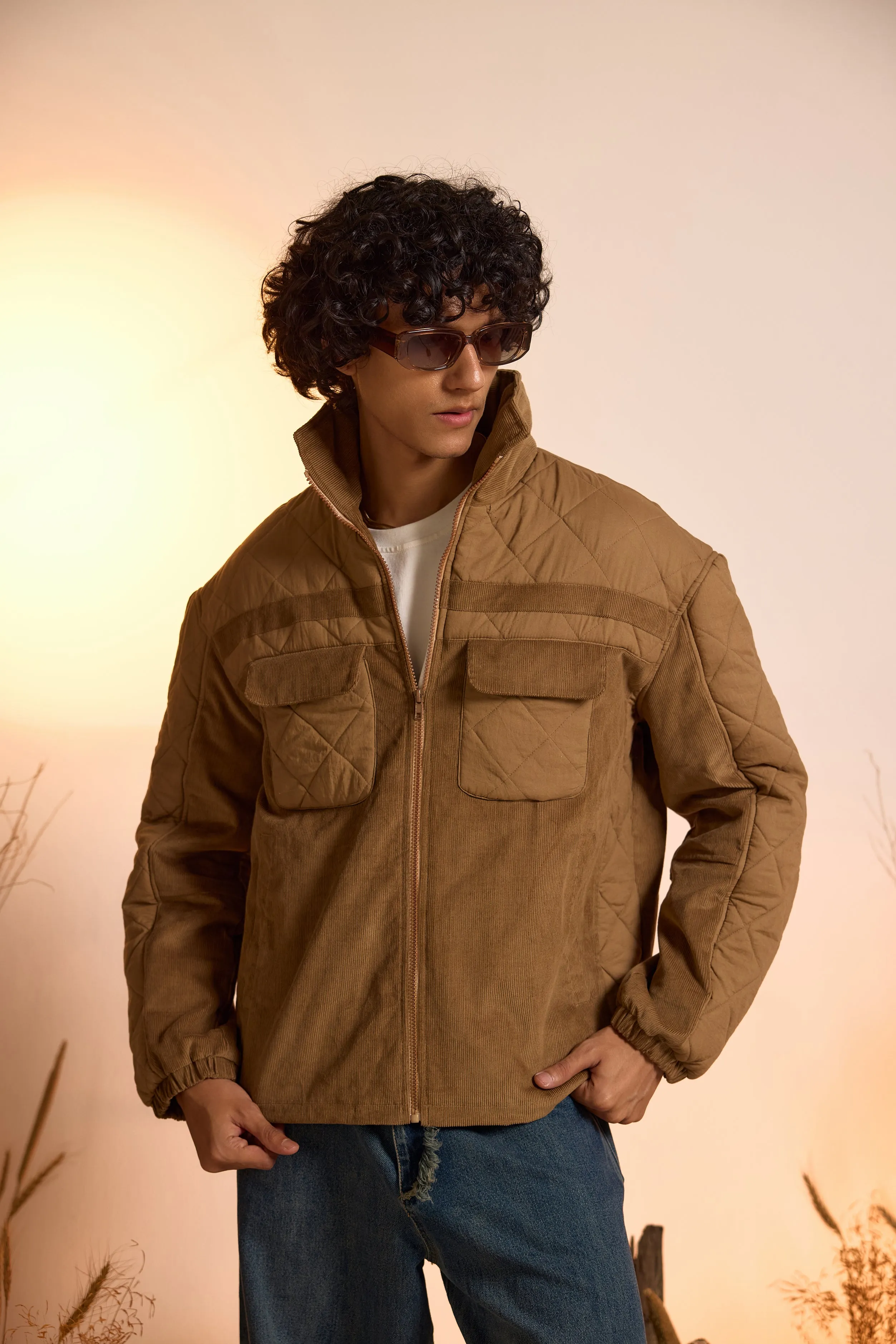 Corduroy Oversized Puffer Jacket-Men