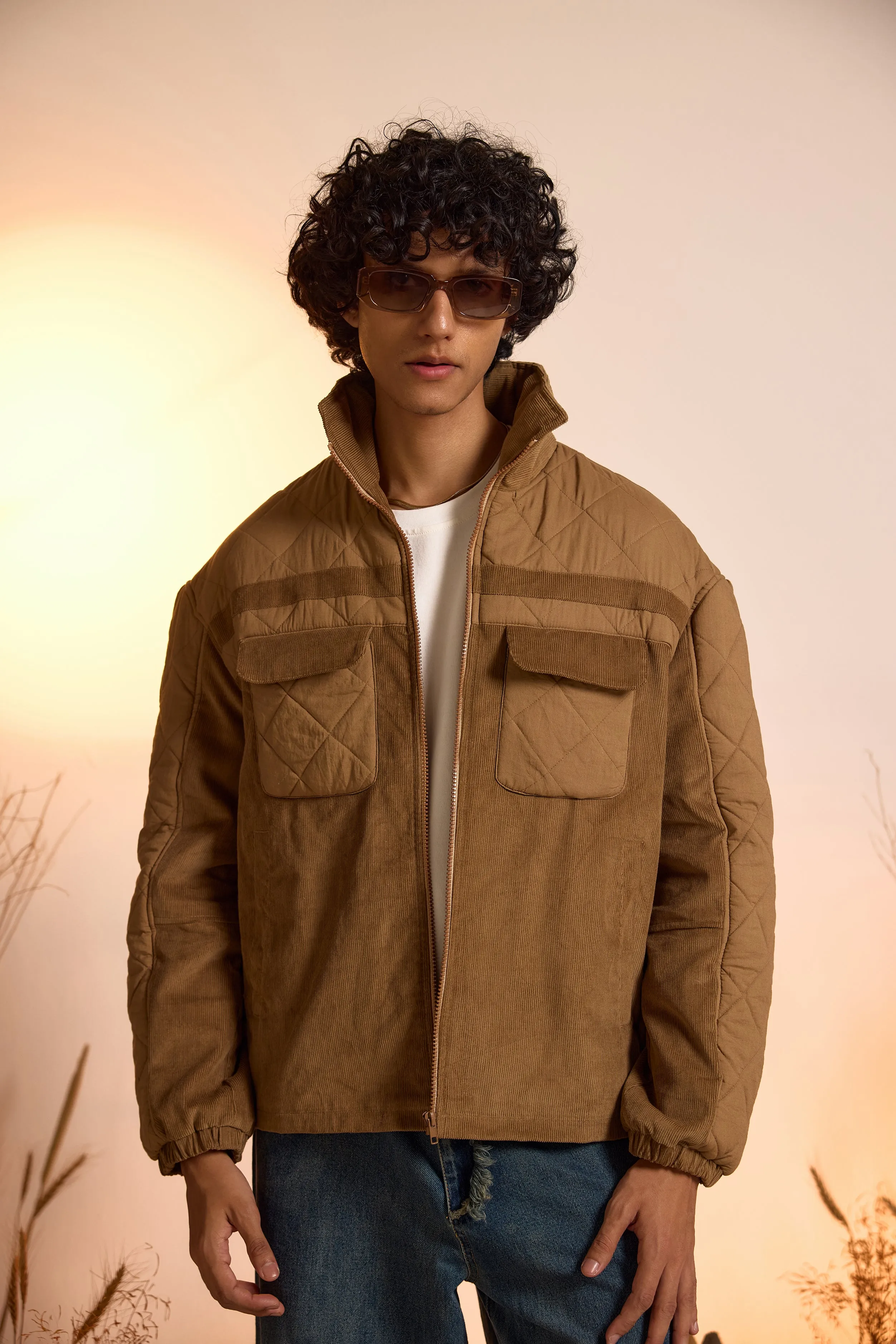 Corduroy Oversized Puffer Jacket-Men