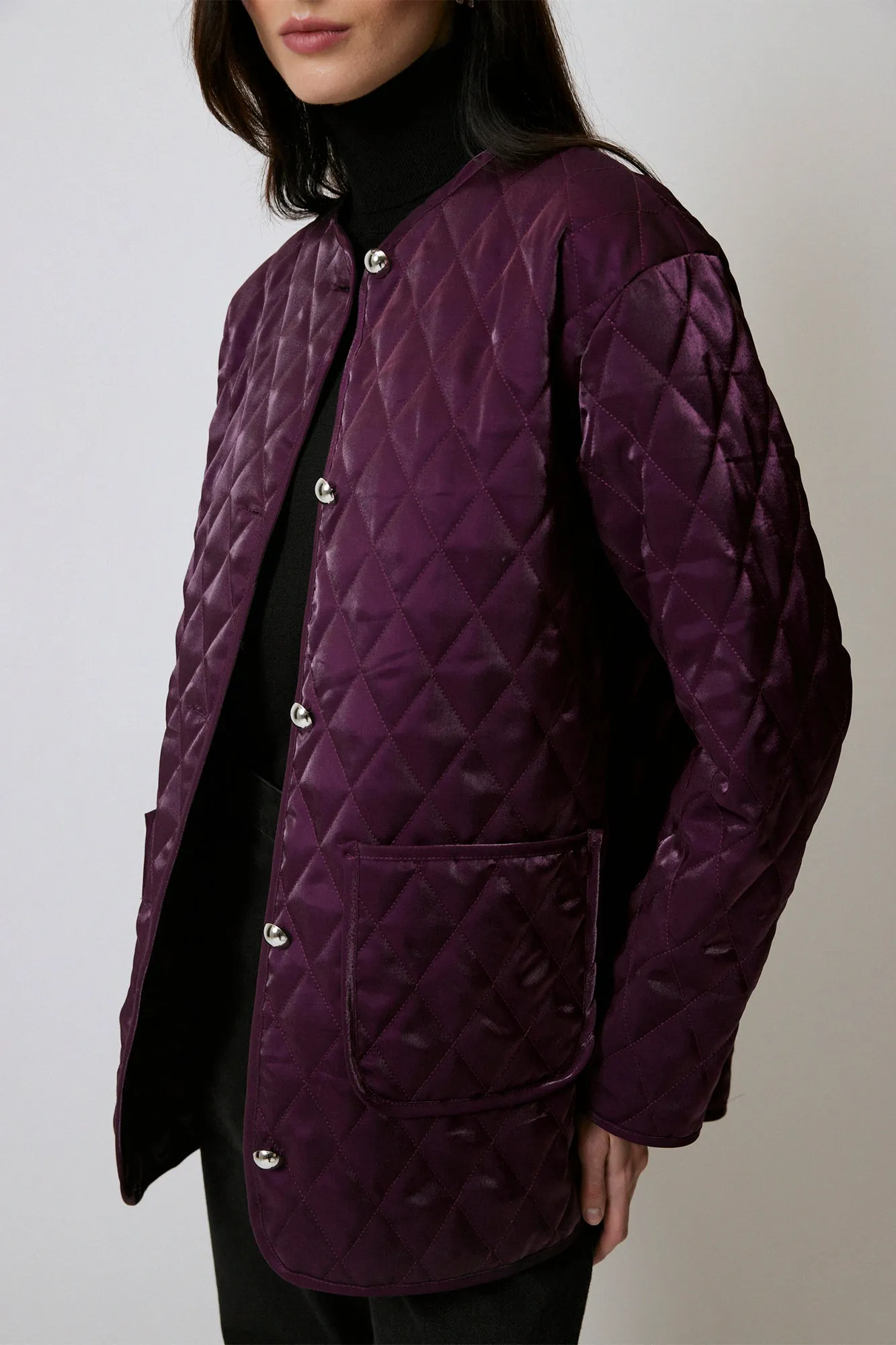 CREW NECK QUILTED JACKET