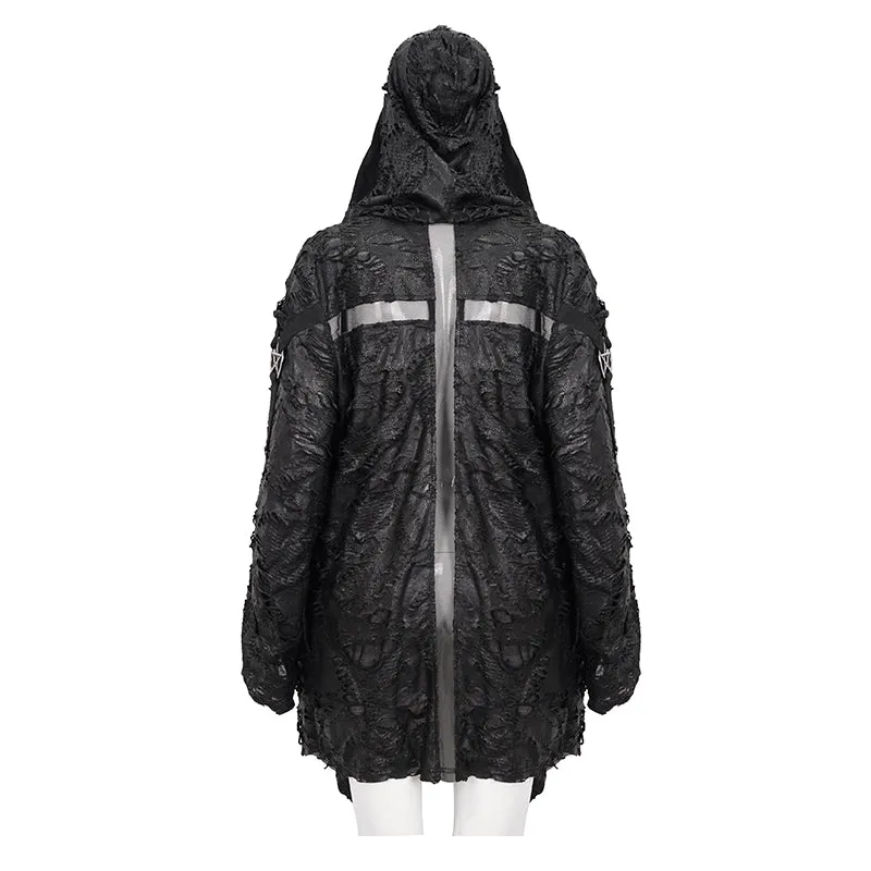 CT184 Diablo Tattered Hooded Knit Jacket