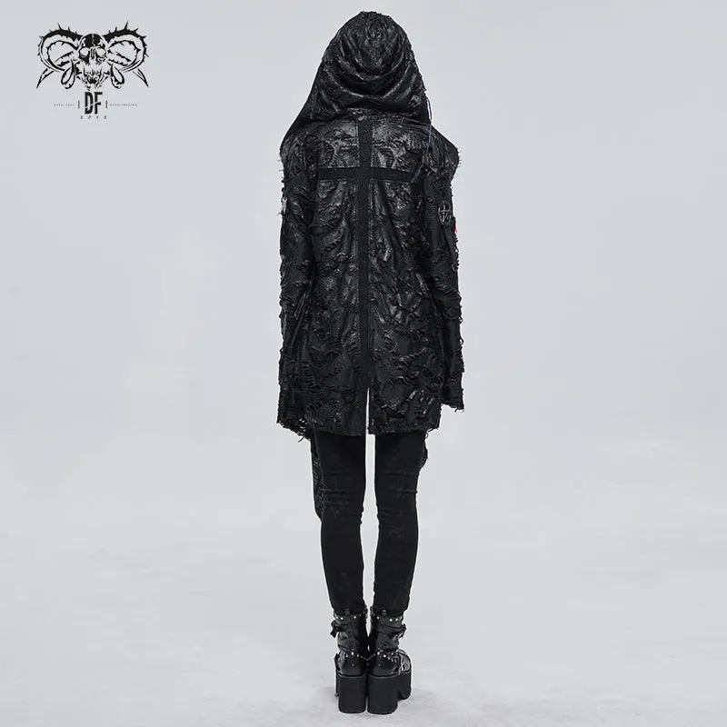 CT184 Diablo Tattered Hooded Knit Jacket