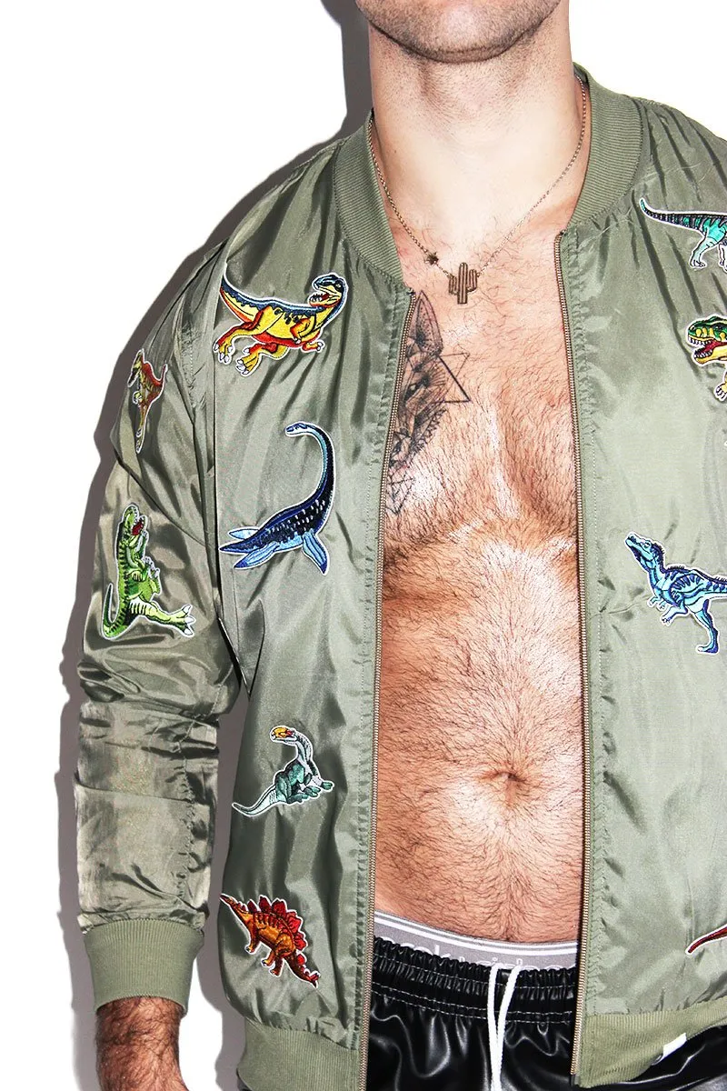 Dinosaurs Pilot Bomber Jacket-Olive