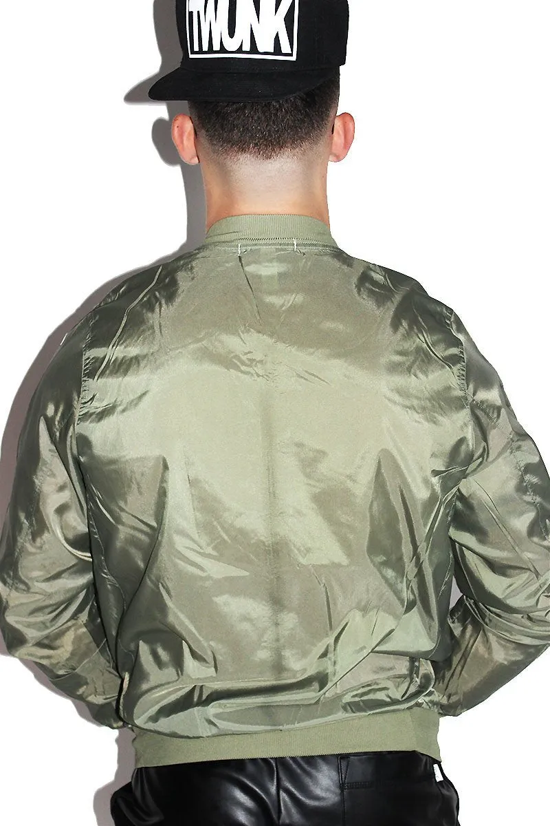 Dinosaurs Pilot Bomber Jacket-Olive