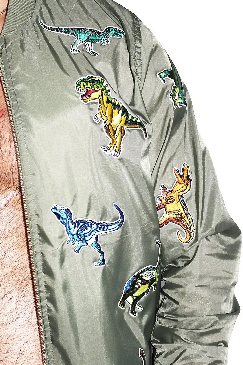 Dinosaurs Pilot Bomber Jacket-Olive