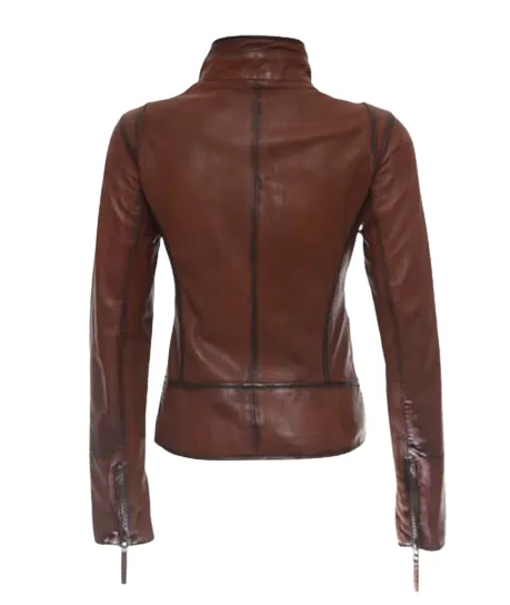 Distressed Look Leather Jacket For Women | Genuine Leather