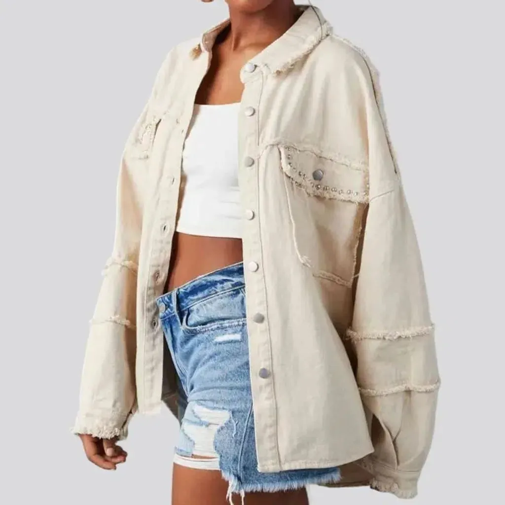 Distressed women's jeans jacket