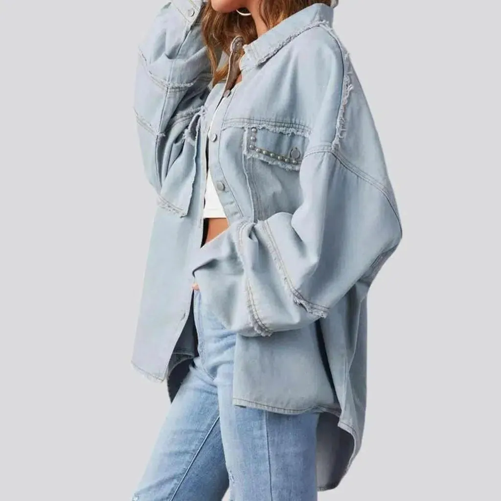 Distressed women's jeans jacket