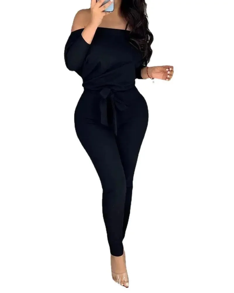 Elegant Off-Shoulder Jumpsuit with Adjustable Waist for Women