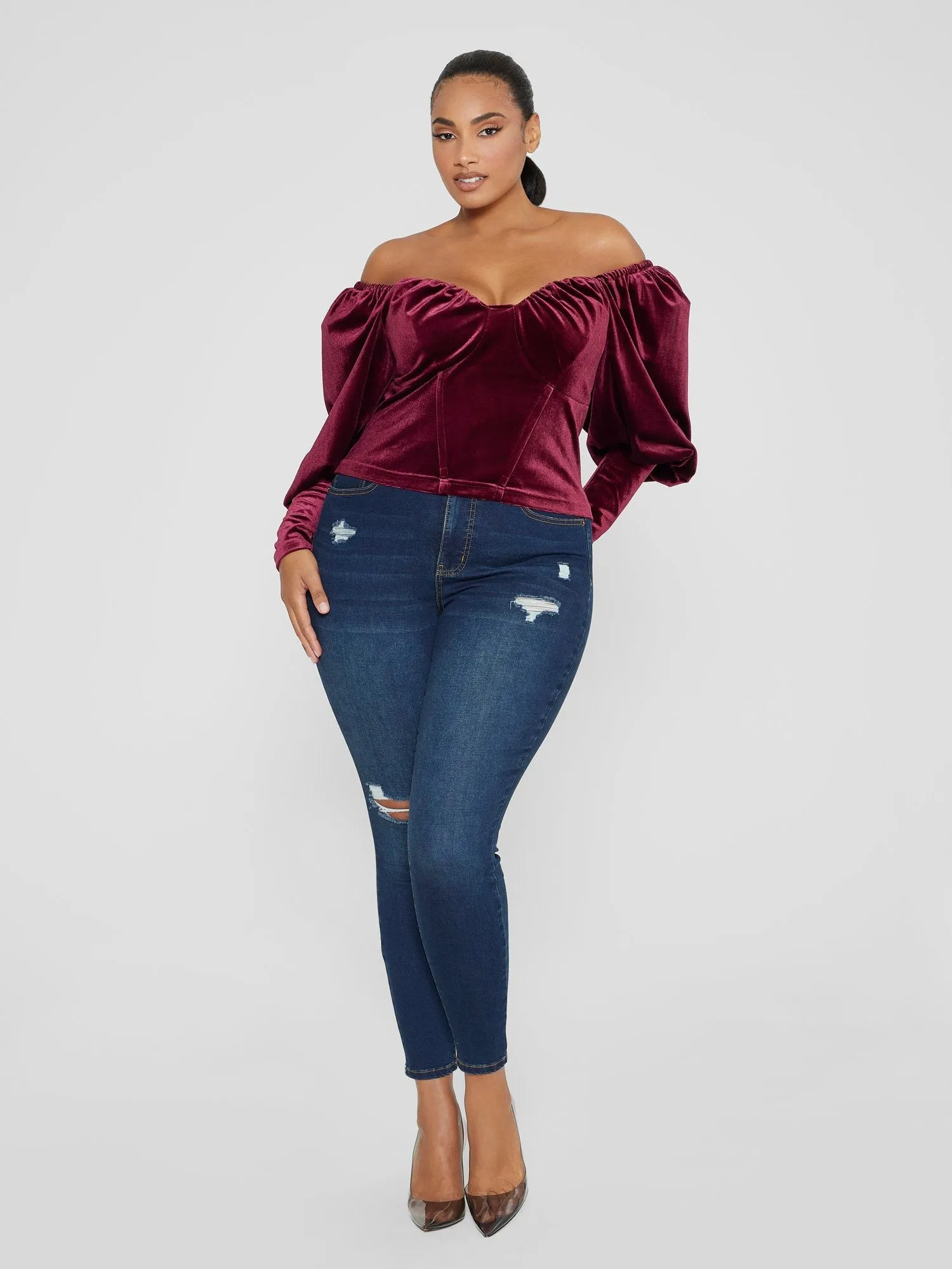 Fashion To Figure - Luze Velvet Corset Style Top