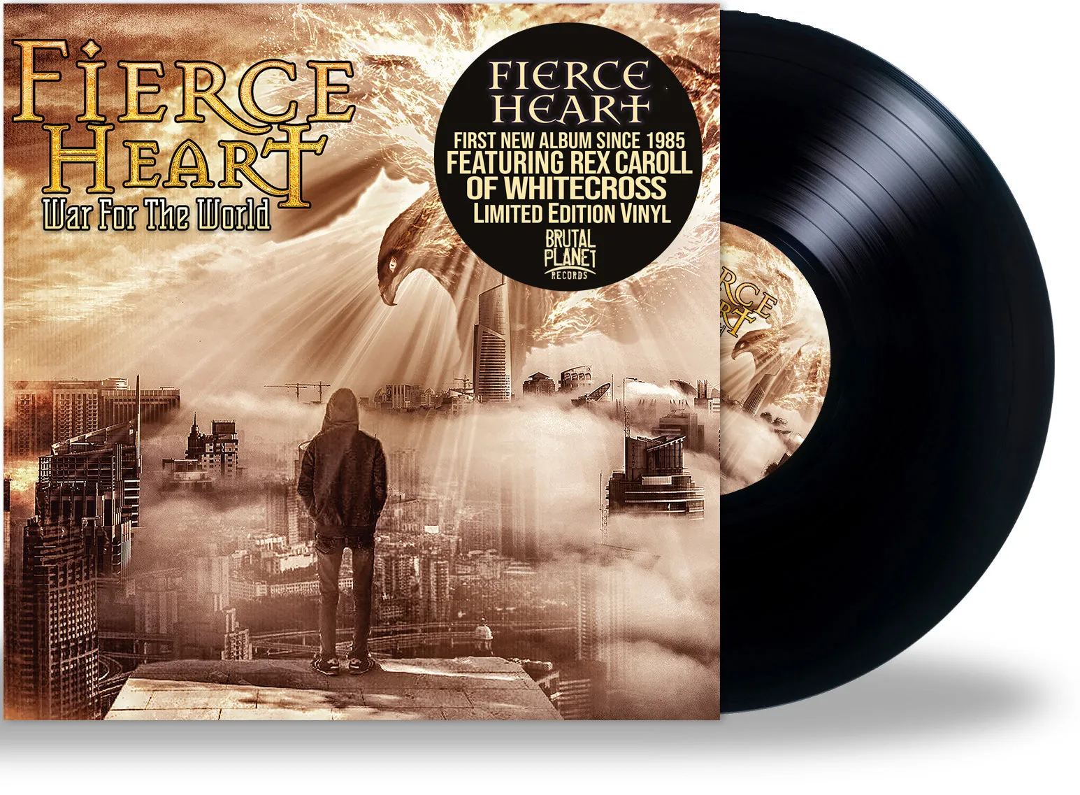 FIERCE HEART - WAR FOR THE WORLD (*NEW-VINYL, 2021, Brutal Planet) Rex Carroll of Whitecross *Corner Bumped/Dinged Jacket - limited number available!