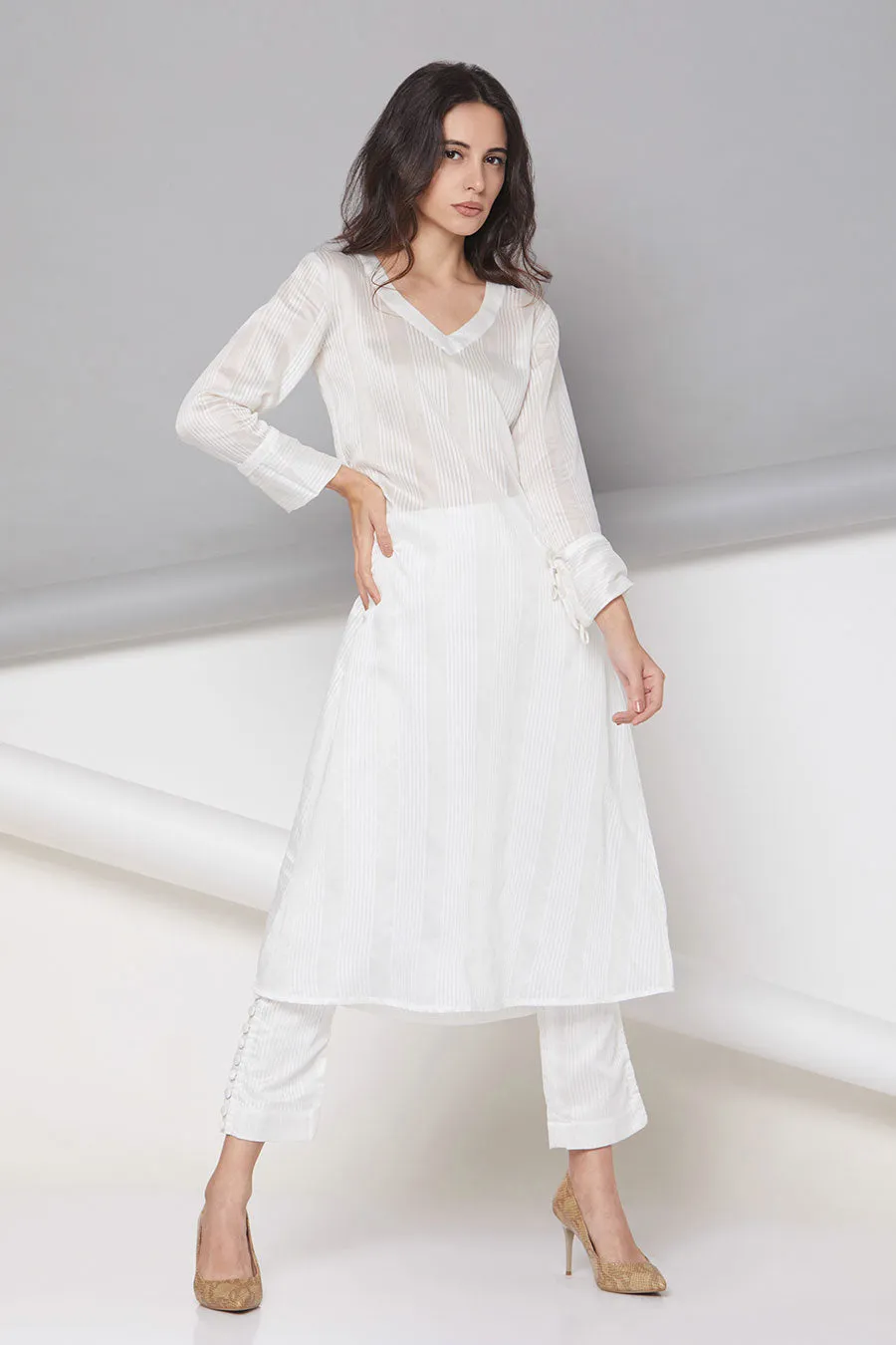 Grace - Off-White Tunic & Pant Co-Ord Set