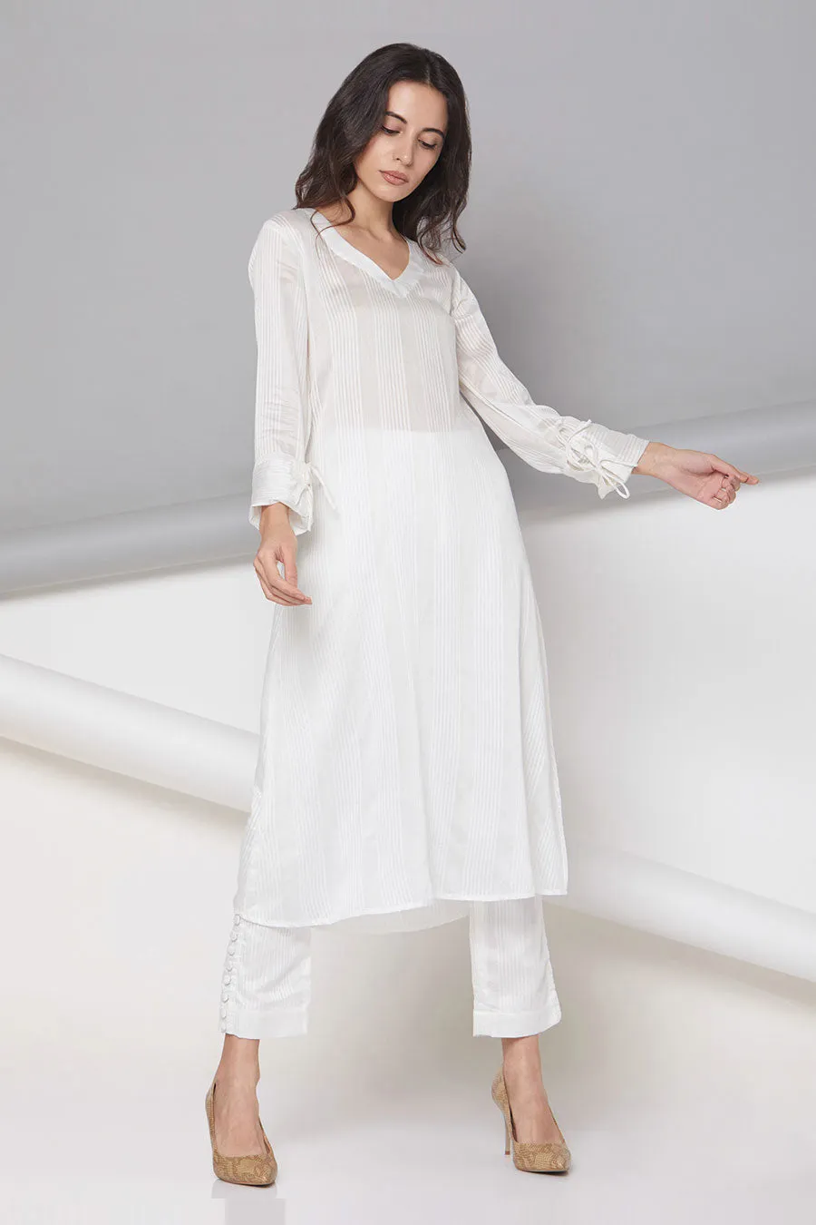 Grace - Off-White Tunic & Pant Co-Ord Set