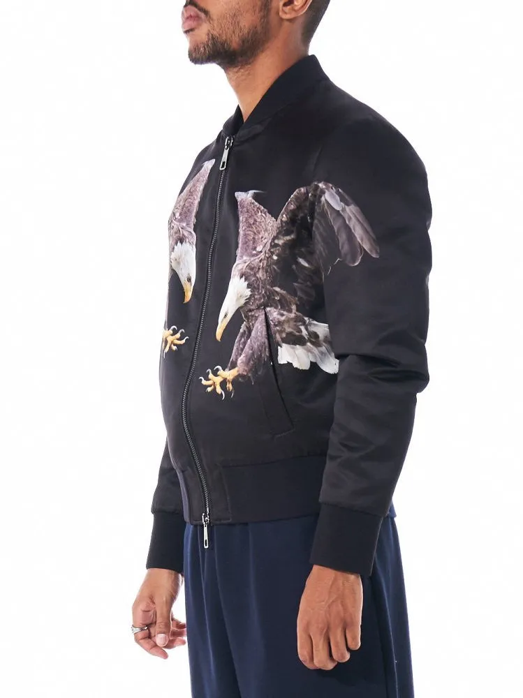 Graphic Printed Bomber Jacket (BSP222S B120C BLACK)