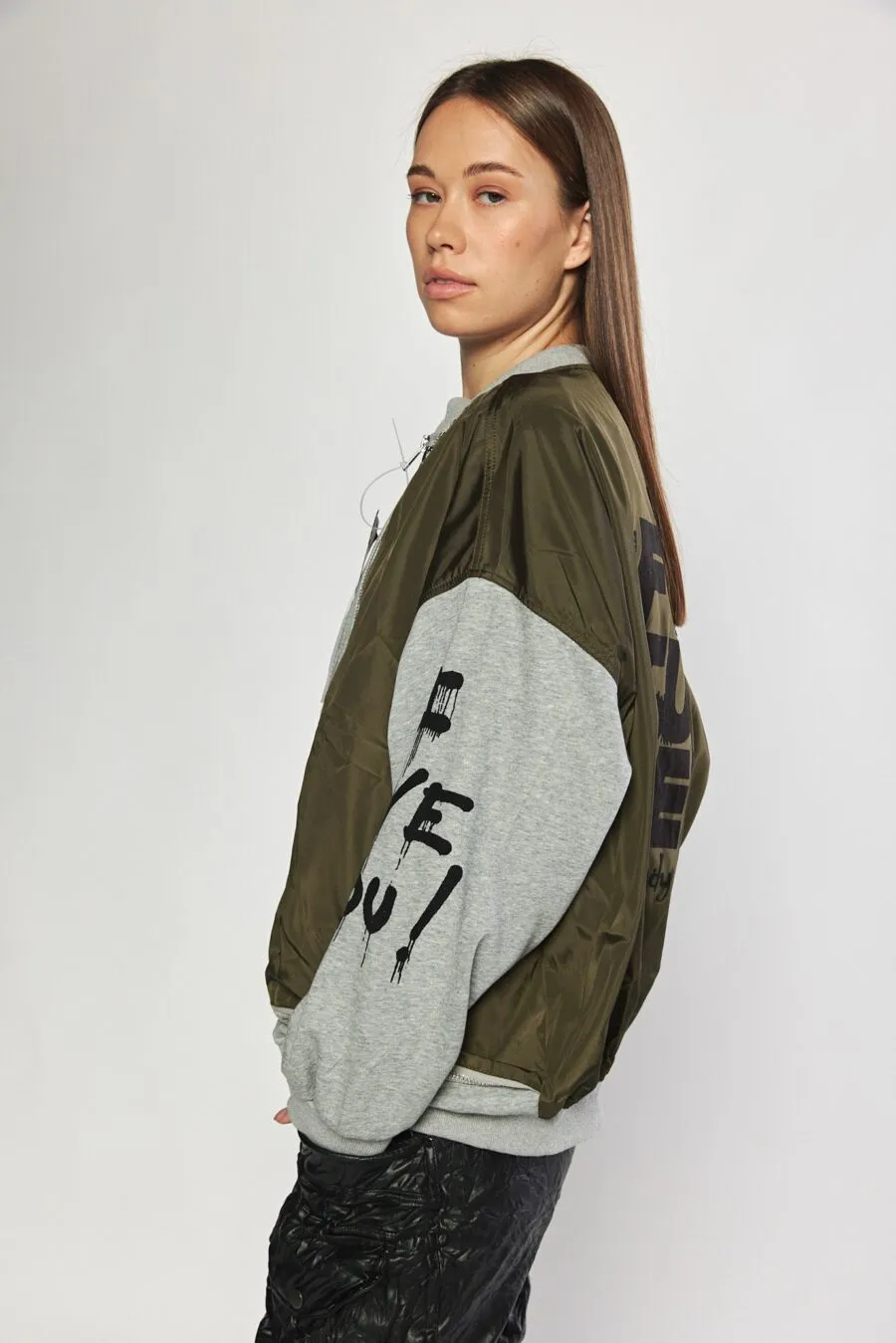 Grey and green oversize bomber jacket | FUTURE JACKET