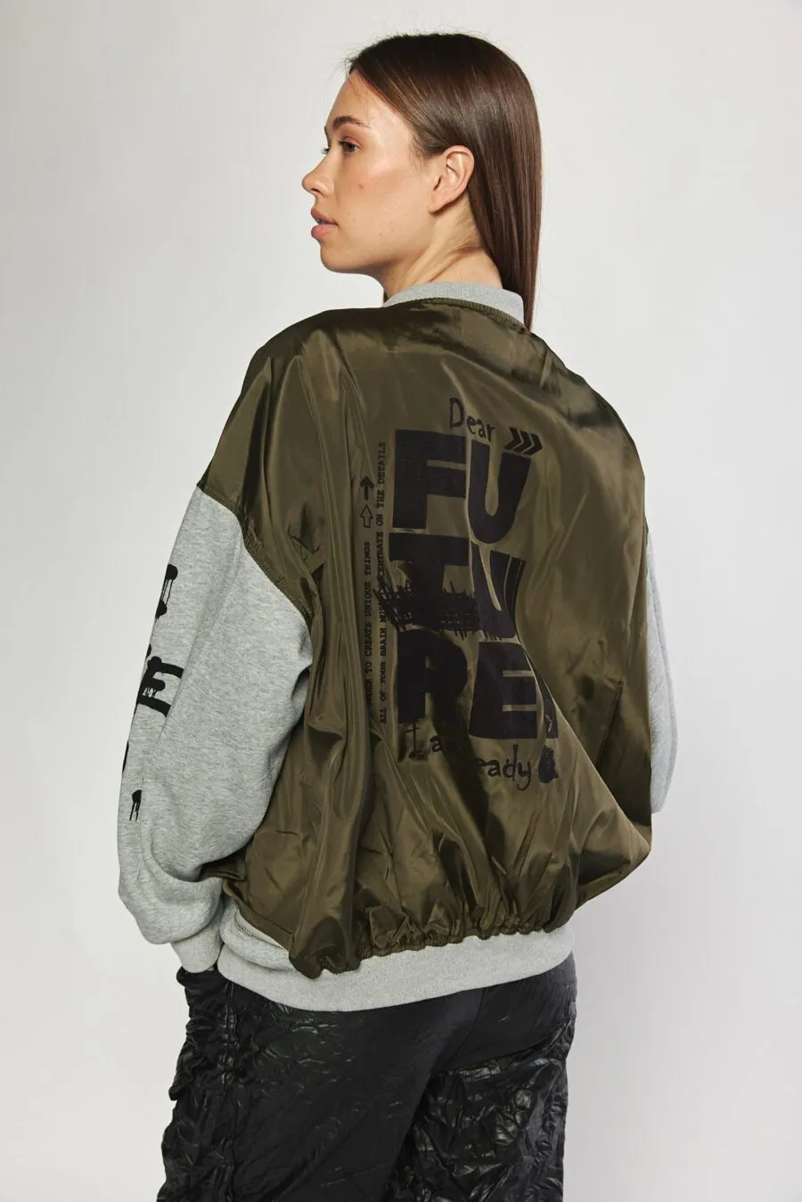 Grey and green oversize bomber jacket | FUTURE JACKET