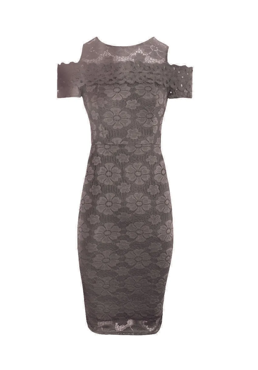 Grey Lace Bodycon Dress