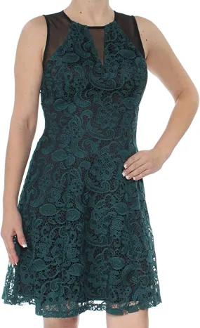 GUESS Women's Emerald Green Illusion Lace Dress