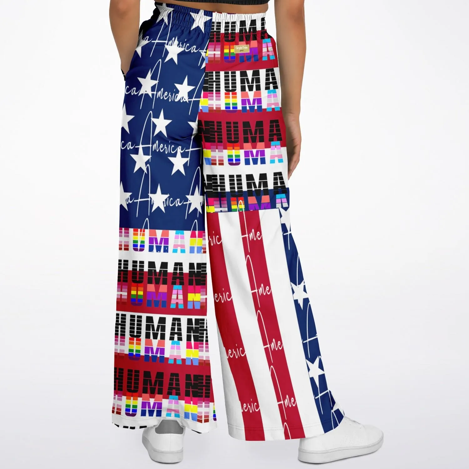 I Am Human - American Flag Eco-Poly Wide Leg Pants