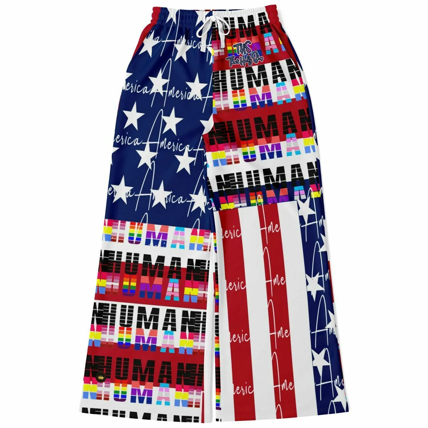 I Am Human - American Flag Eco-Poly Wide Leg Pants