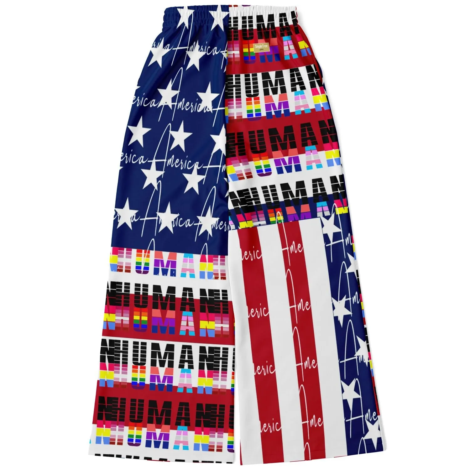 I Am Human - American Flag Eco-Poly Wide Leg Pants