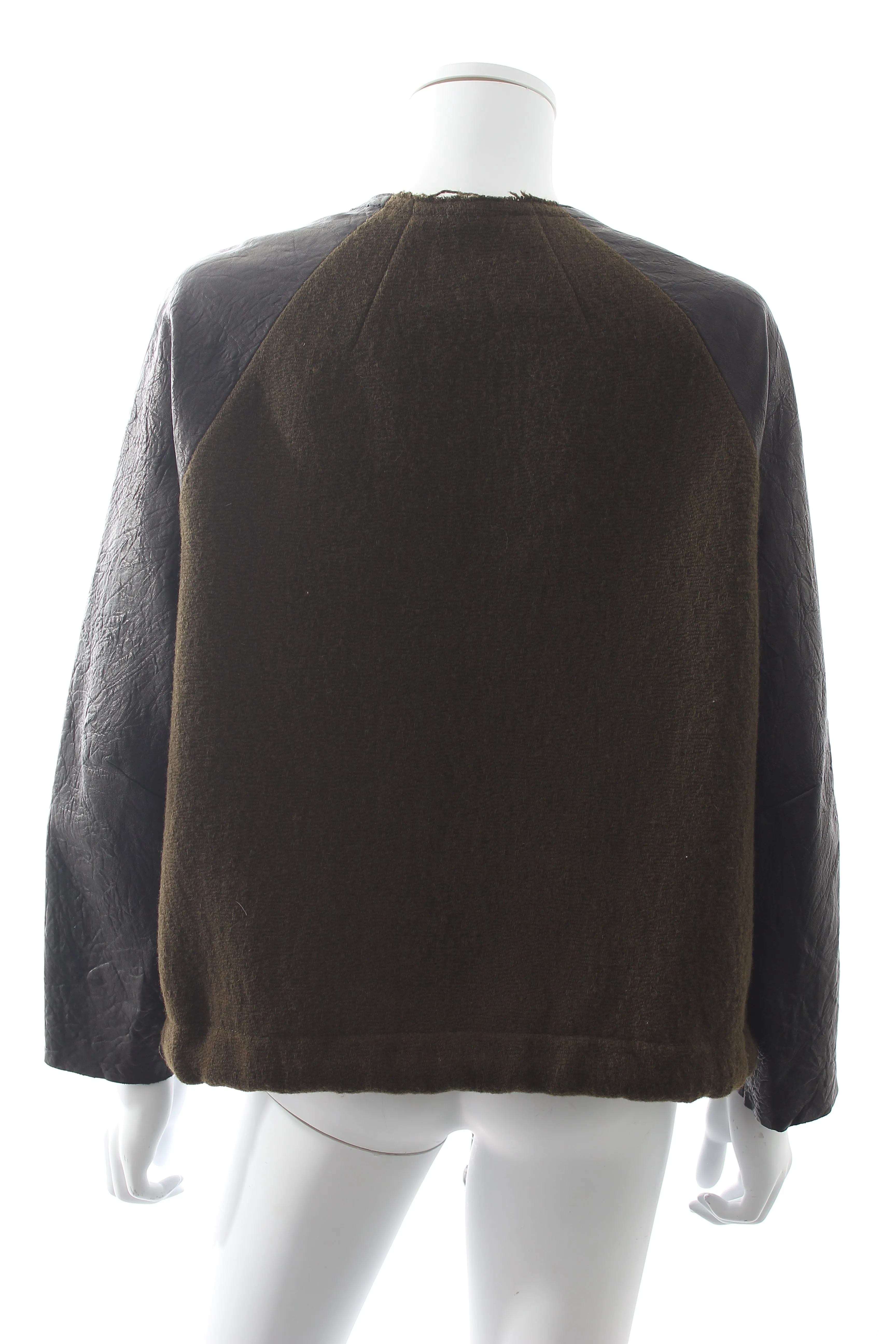 Isabel Marant Leather Sleeve Wool Bomber Jacket