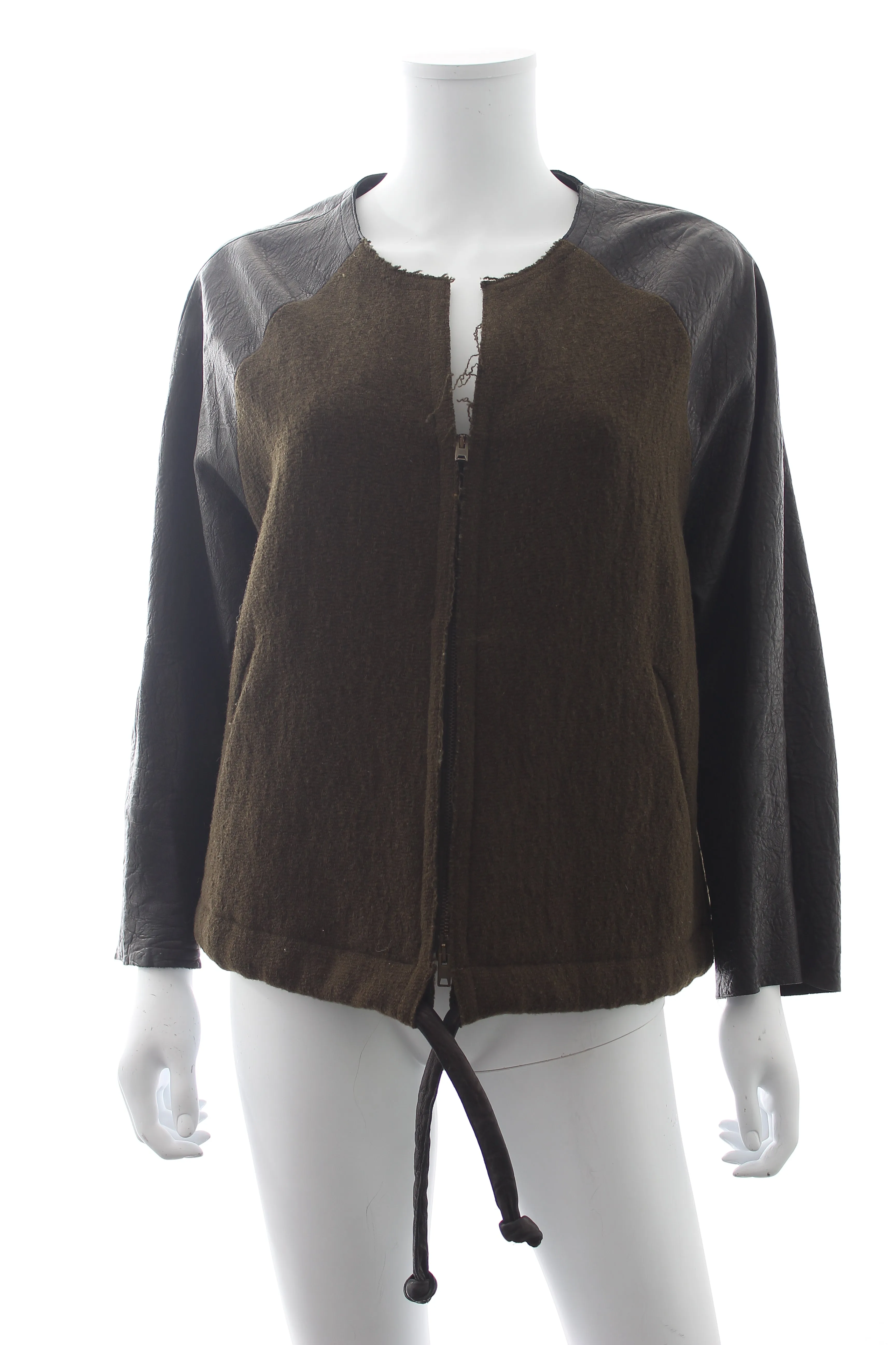 Isabel Marant Leather Sleeve Wool Bomber Jacket