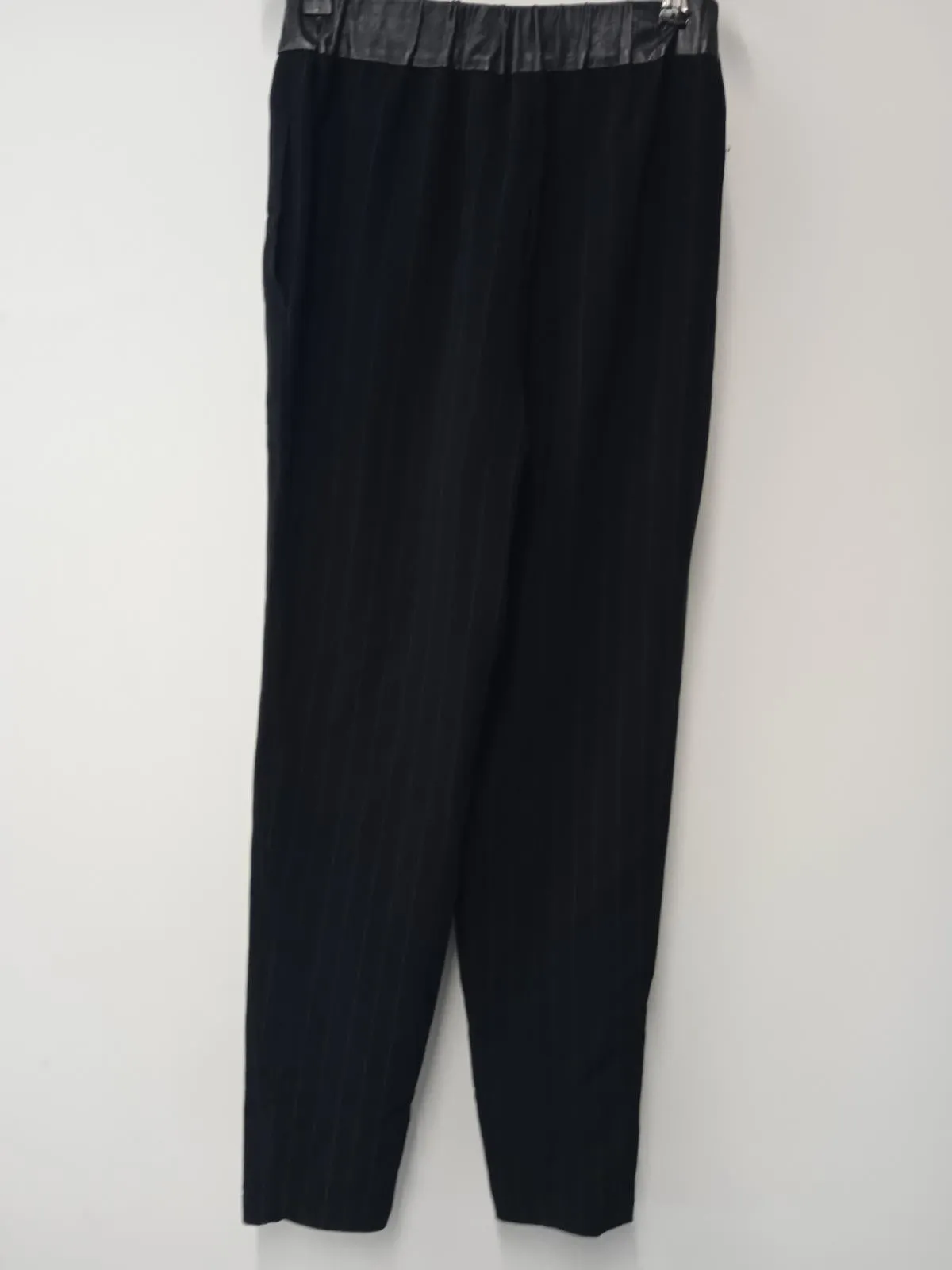 JONATHAN SIMKHAI Ladies Black Pinstripe Elasticated Waist Trousers Size UK S