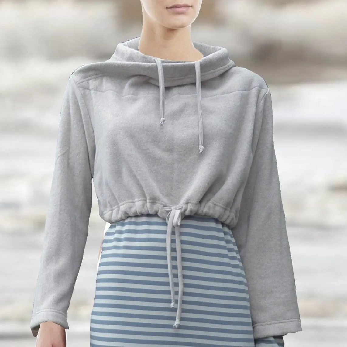 korte sweater van katoenen fleece / short organic cotton fleece sweater